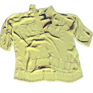 H&M yellow mustard shirt blouse with pockets Medium